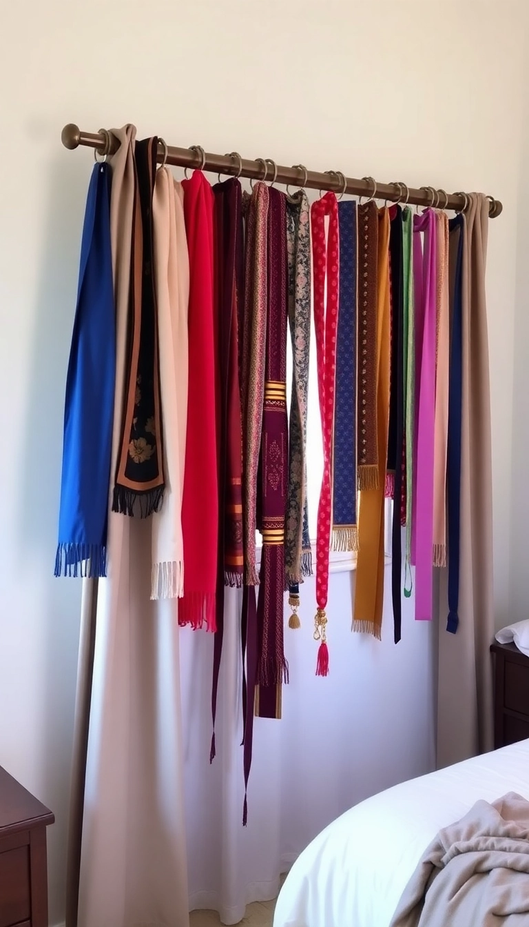 27 Bedroom Organization Ideas That'll Transform Your Space (You Won't Believe #15!) - 13. DIY Curtain Rod for Accessories