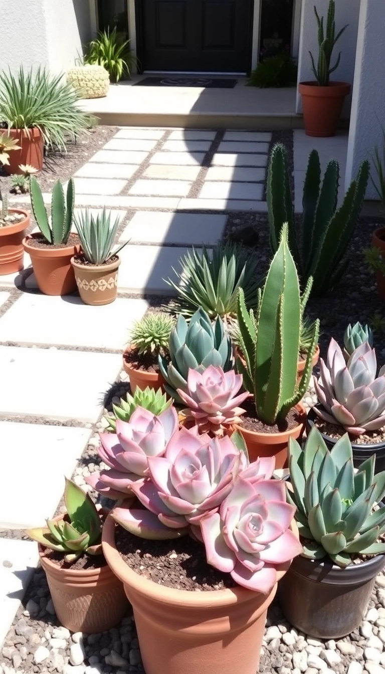 26 Stunning Plant Combinations to Transform Your Sunny Front Yard! - 8. Succulent Serenity: Cacti and Echeveria