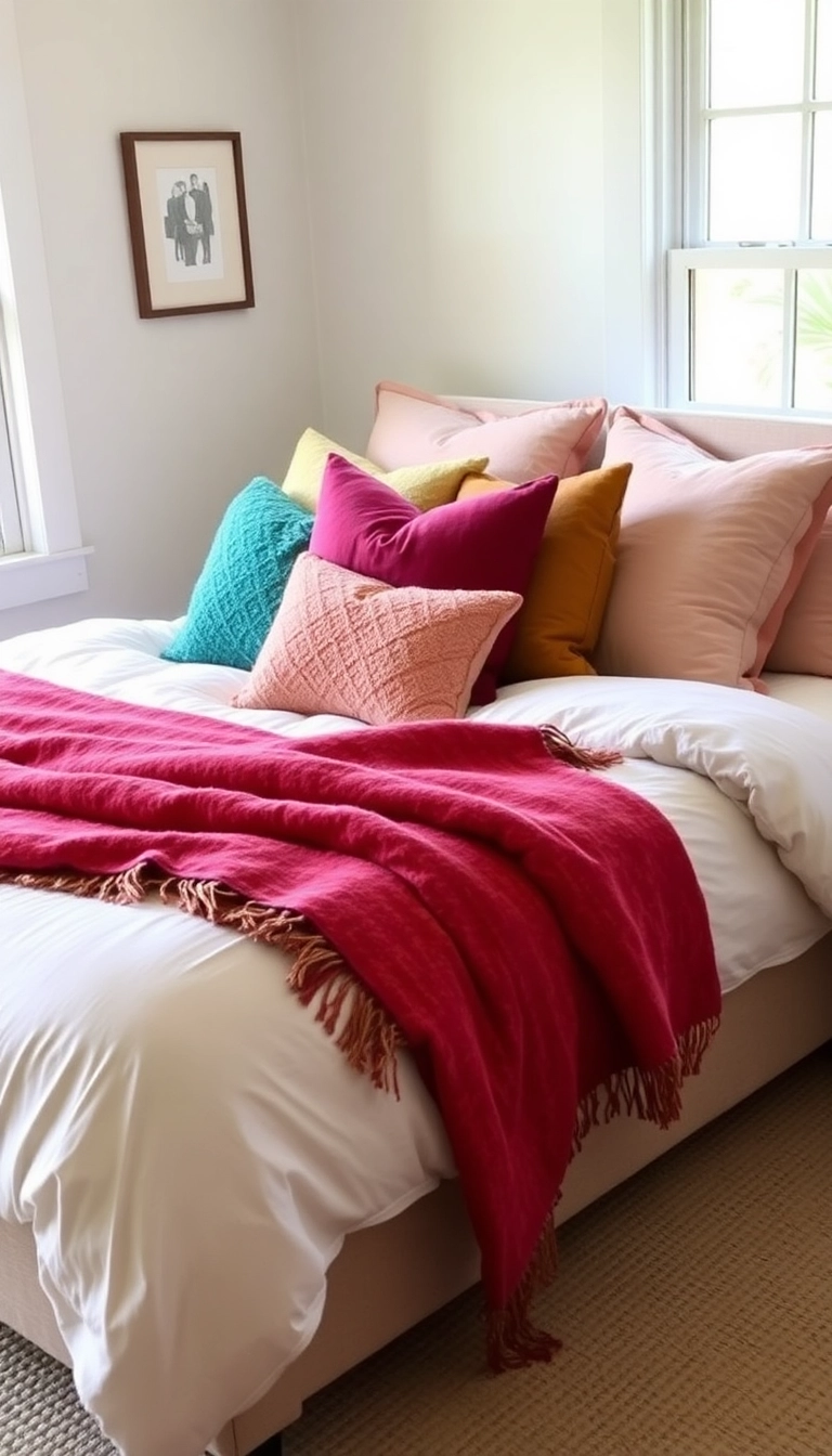 32 Bedding Inspo Ideas That'll Turn Your Bedroom into a Dreamy Oasis! - 11. Colorful Accents