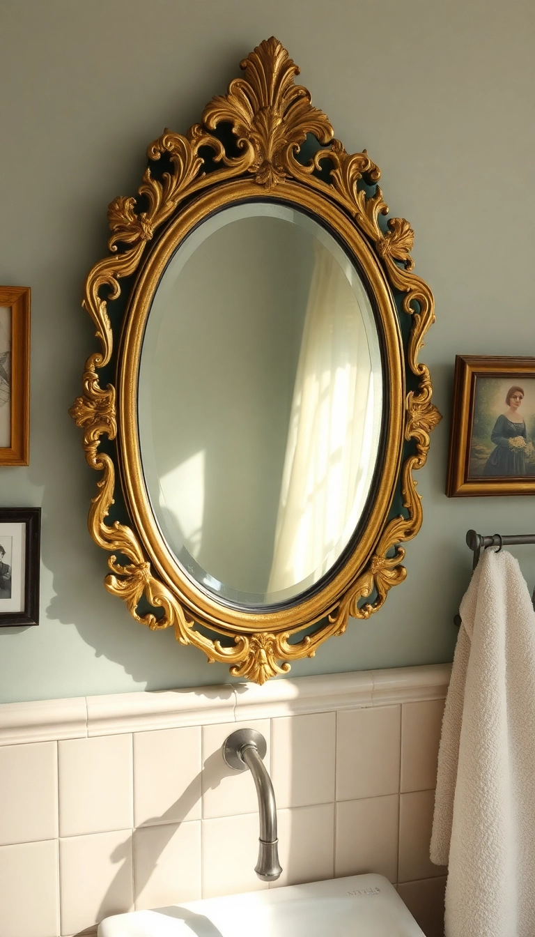 21 Moody Vintage Bathroom Decor Ideas You Can't Miss (Especially #12!) - 2. Antique Mirrors