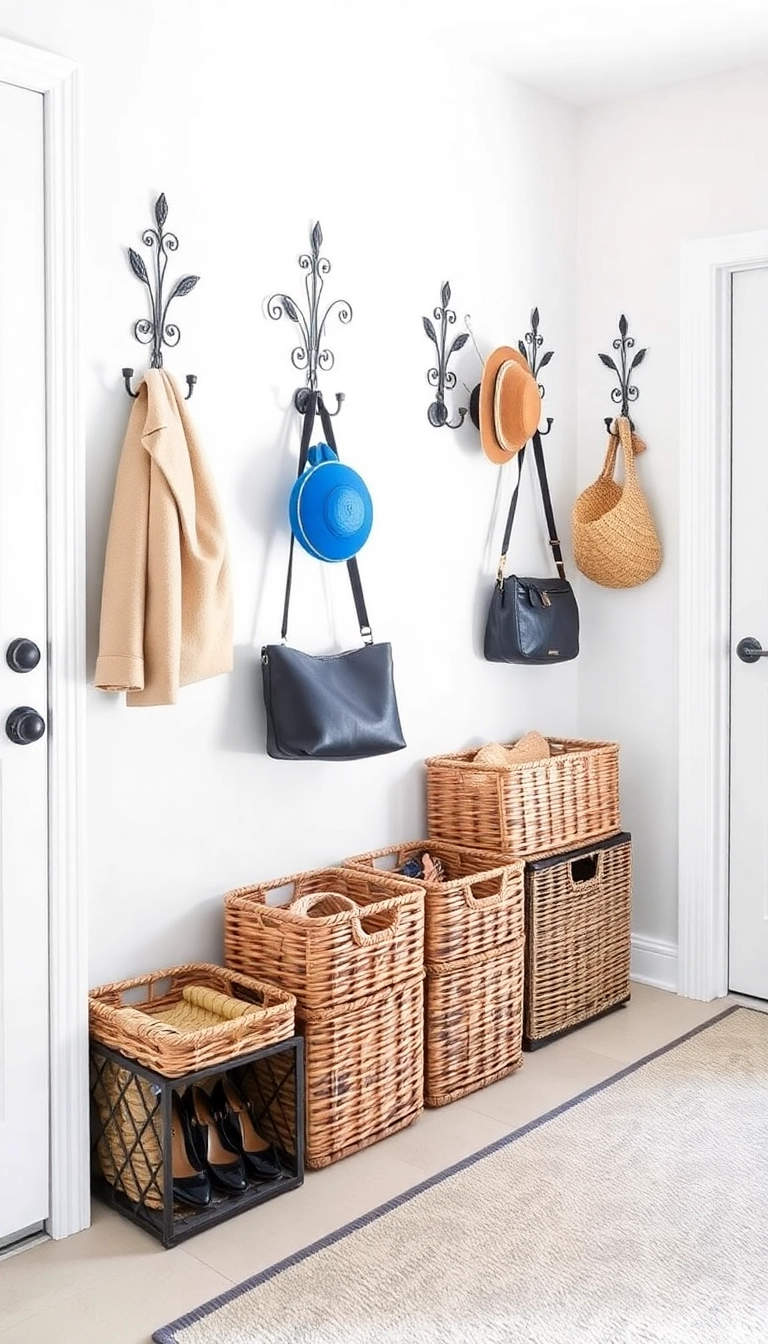 21 Dollar Store Organizing Ideas to Transform Your Home - 20. Charming Entryway Storage