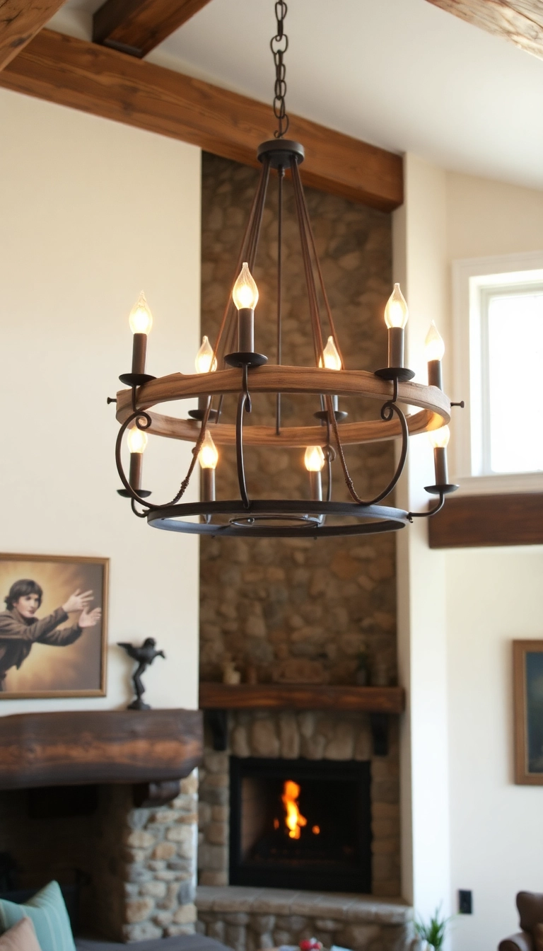 24 Rustic Farmhouse Fireplace Ideas That Will Make Your Home Feel Like a Cozy Retreat! - 12. Rustic Lighting