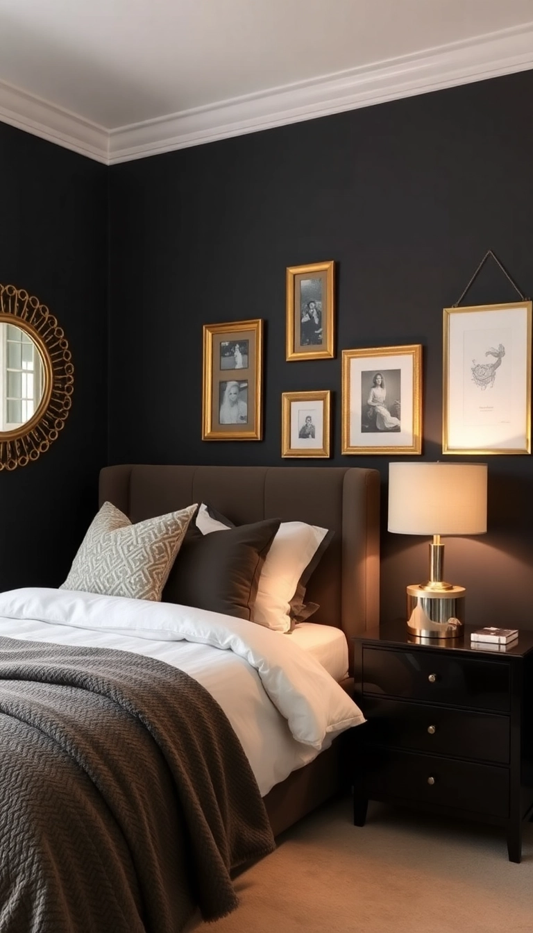 26 Dark Feminine Bedroom Ideas That Will Make You Feel Like a Queen! - 5. Luxe Metallics