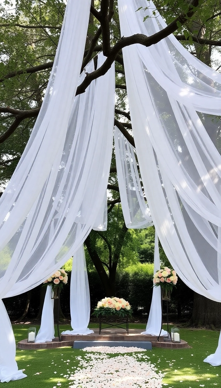 27 Backyard Wedding Decor Ideas That'll Make Your Big Day Unforgettable! - 7. Draped Fabric