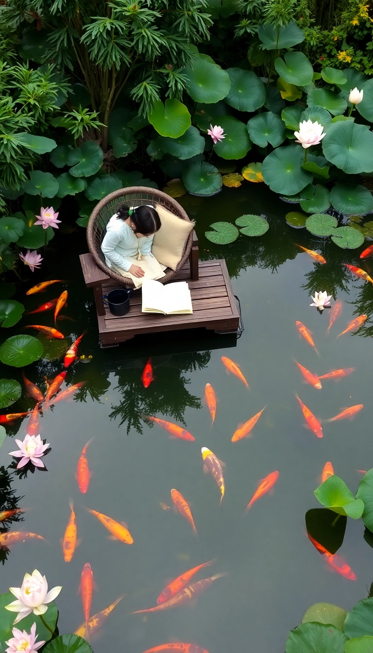 23 Japanese Style Garden Reading Nooks That Will Make You Want to Escape & Read Forever! - 2. Koi Pond Serenity