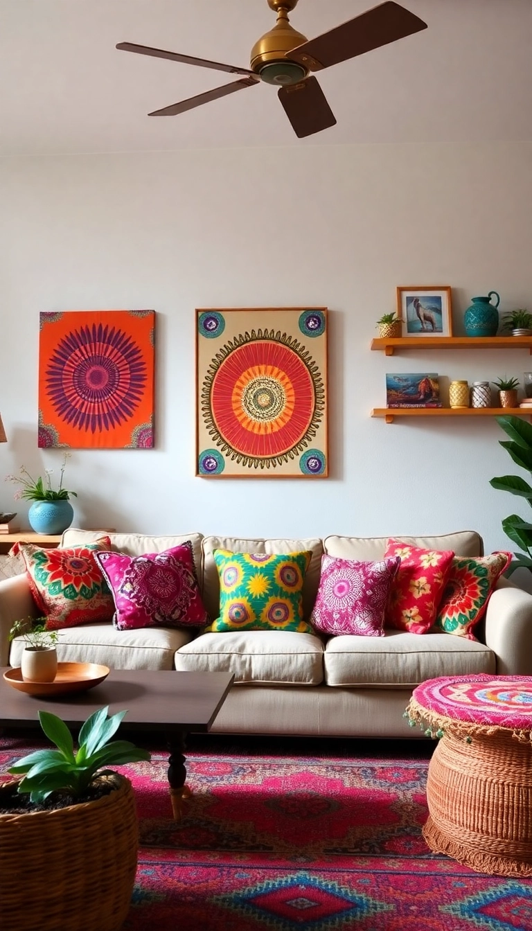 23 Boho Living Room Ideas to Transform Your Space into a Cozy Oasis (You Won't Believe #6!) - 12. Colorful Accents