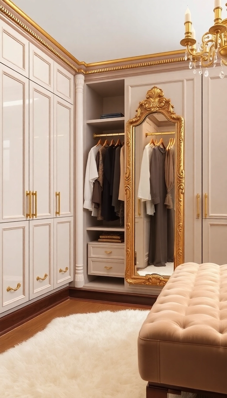 21 Closet Bedroom Ideas That'll Transform Your Space into a Dreamy Oasis! - 5. Glamorous Gold Accents