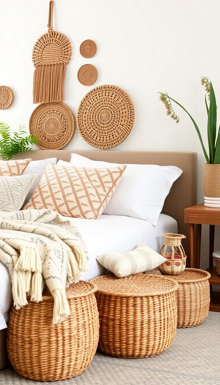 22 Boho Bedroom Ideas That'll Turn Your Space into a Cozy Oasis (You Won't Believe #15!) - 17. Woven Baskets