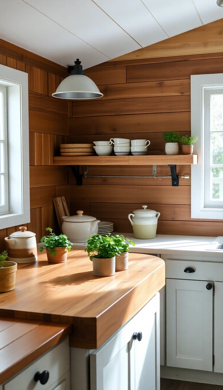 22 Stunning Backsplash Ideas to Pair with Butcher Block Countertops (You'll Love #15!) - 3. Rustic Wood Paneling