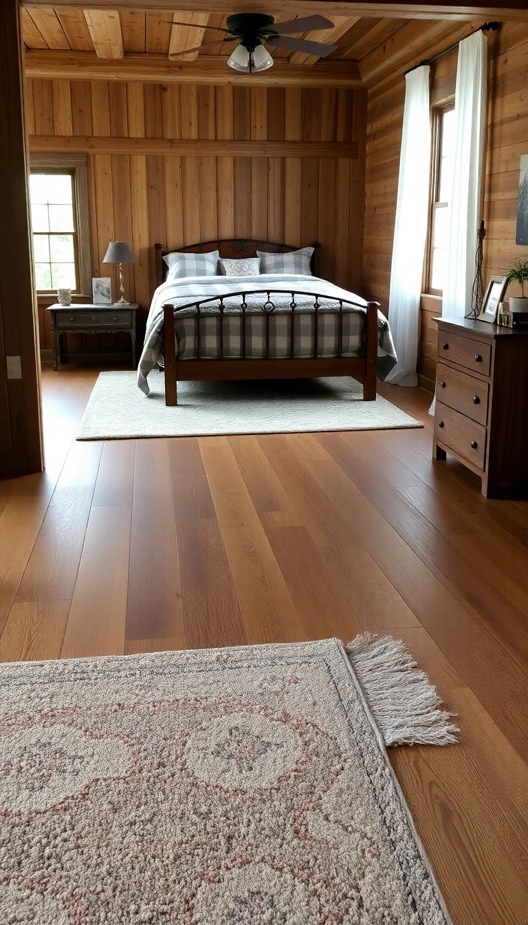 27 Rustic Farmhouse Bedroom Ideas That'll Make You Want to Snooze All Day! - 15. Rustic Flooring