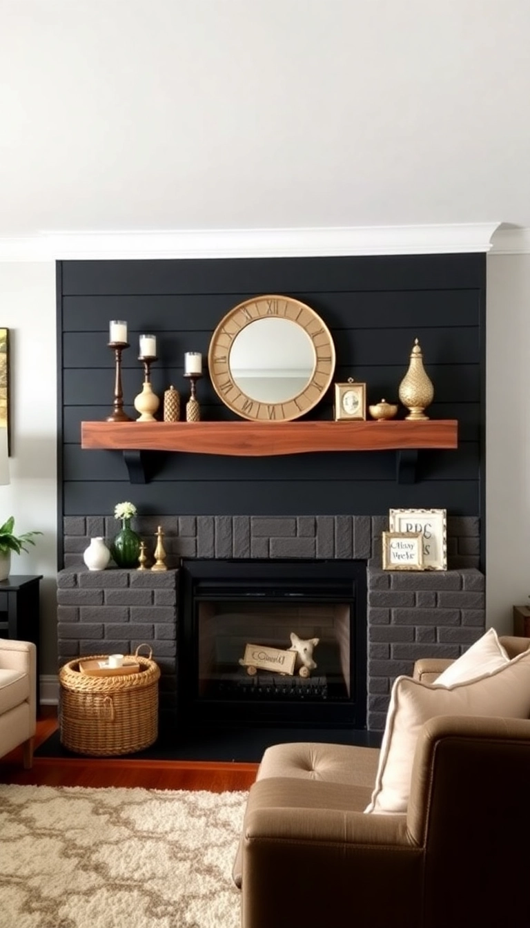 28 Black Shiplap Fireplace Ideas That'll Make Your Living Room Unforgettable! - 8. Statement Mantel