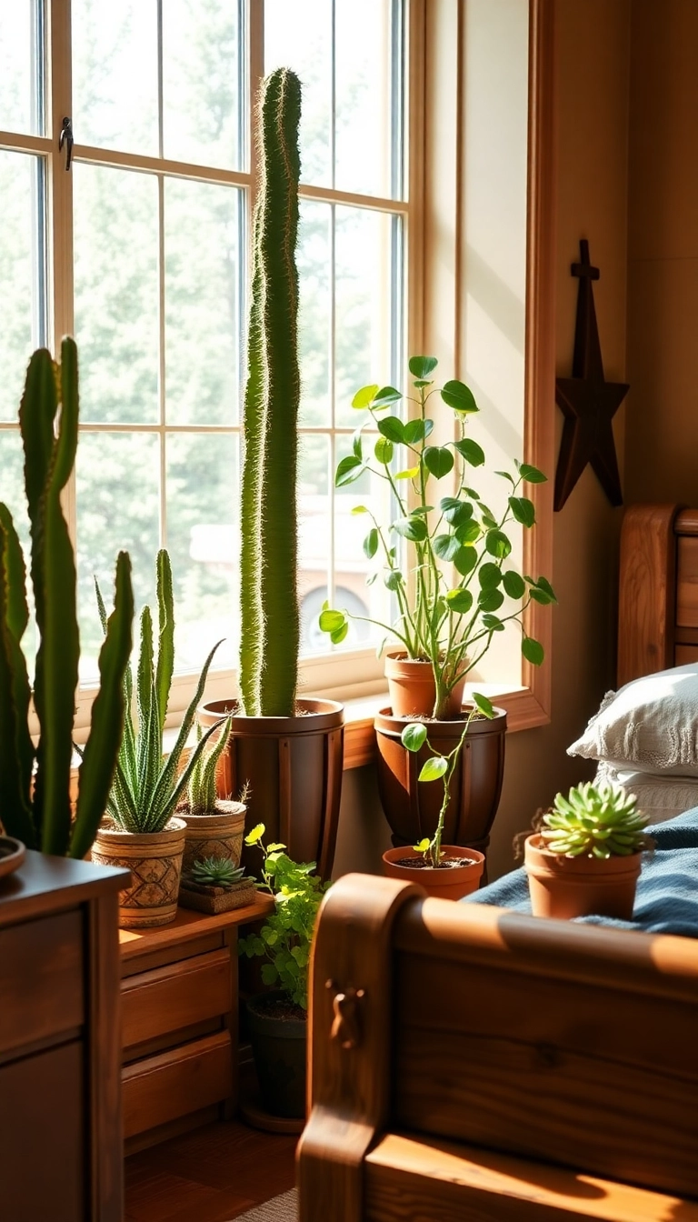 26 Western Bedroom Ideas That'll Make You Feel Like a True Cowboy (You Won't Believe #15!) - 15. Indoor Plants