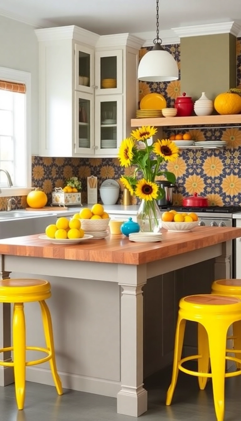 25 Butcher Block Island Ideas That Will Transform Your Kitchen into a Chef's Paradise! - 3. Color Pop Accents