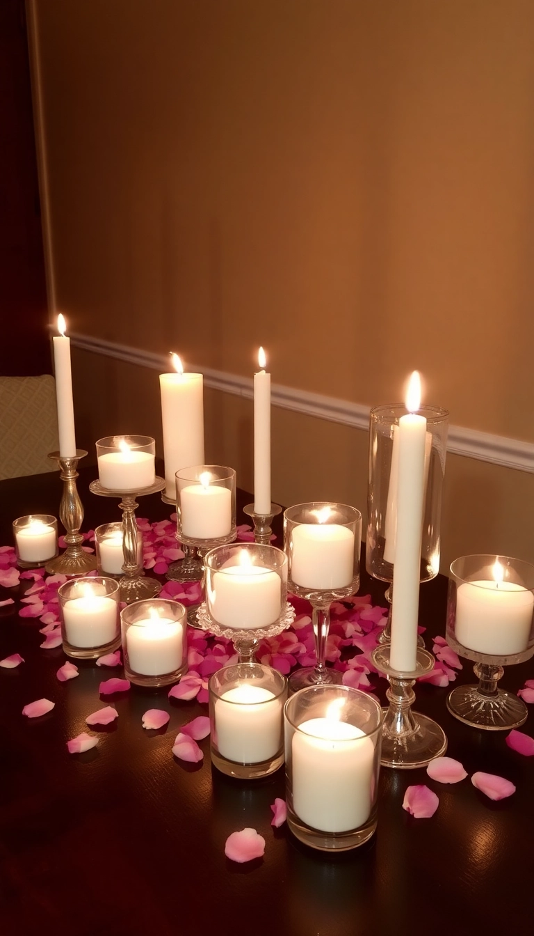 27 Moody Romantic Home Decor Ideas to Set the Perfect Ambiance Tonight! - 2. Romantic Candle Displays