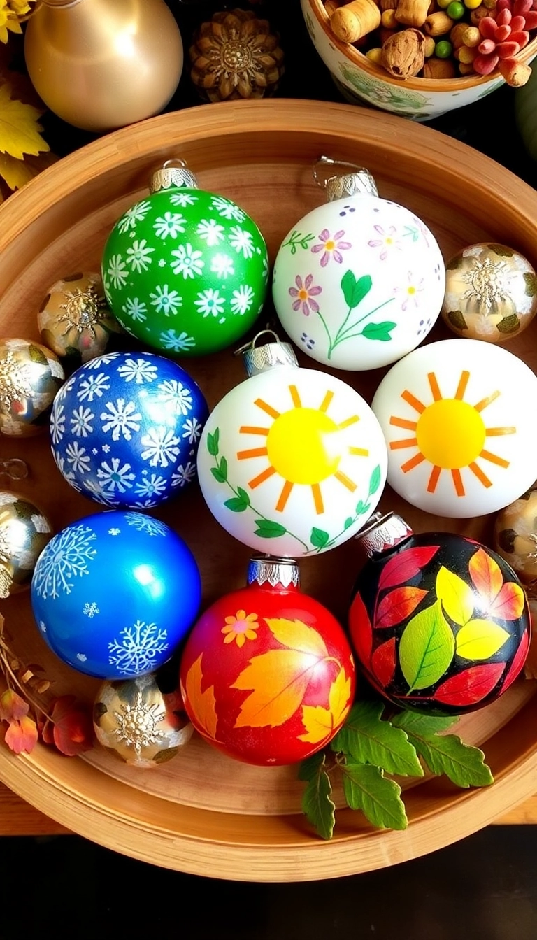 20 Hand Painted Bauble Ideas That Will Transform Your Home Decor Instantly! - 6. Seasonal Themes