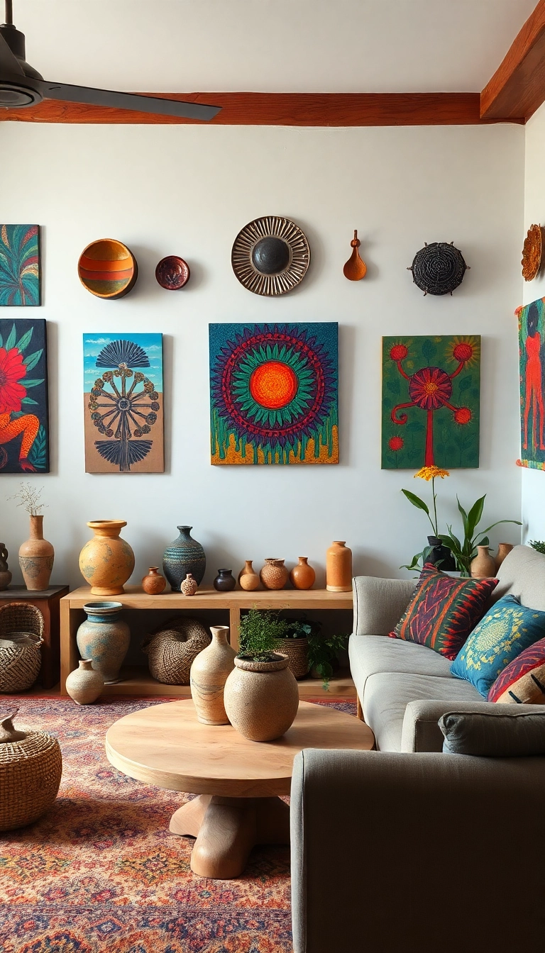 23 Boho Living Room Ideas to Transform Your Space into a Cozy Oasis (You Won't Believe #6!) - 13. Unique Art Pieces