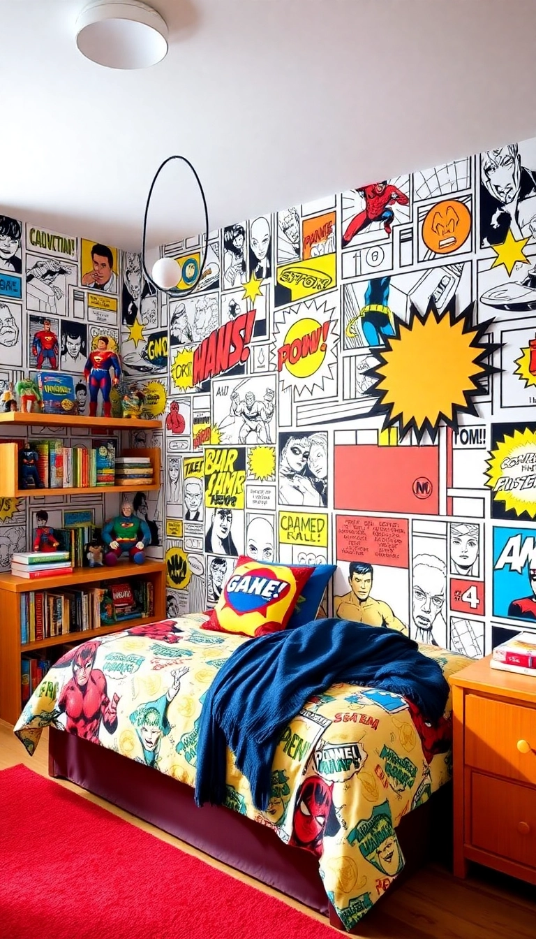 24 Preteen Boys Bedroom Ideas That’ll Make Him Feel Like a King! - 15. Comic Book Haven