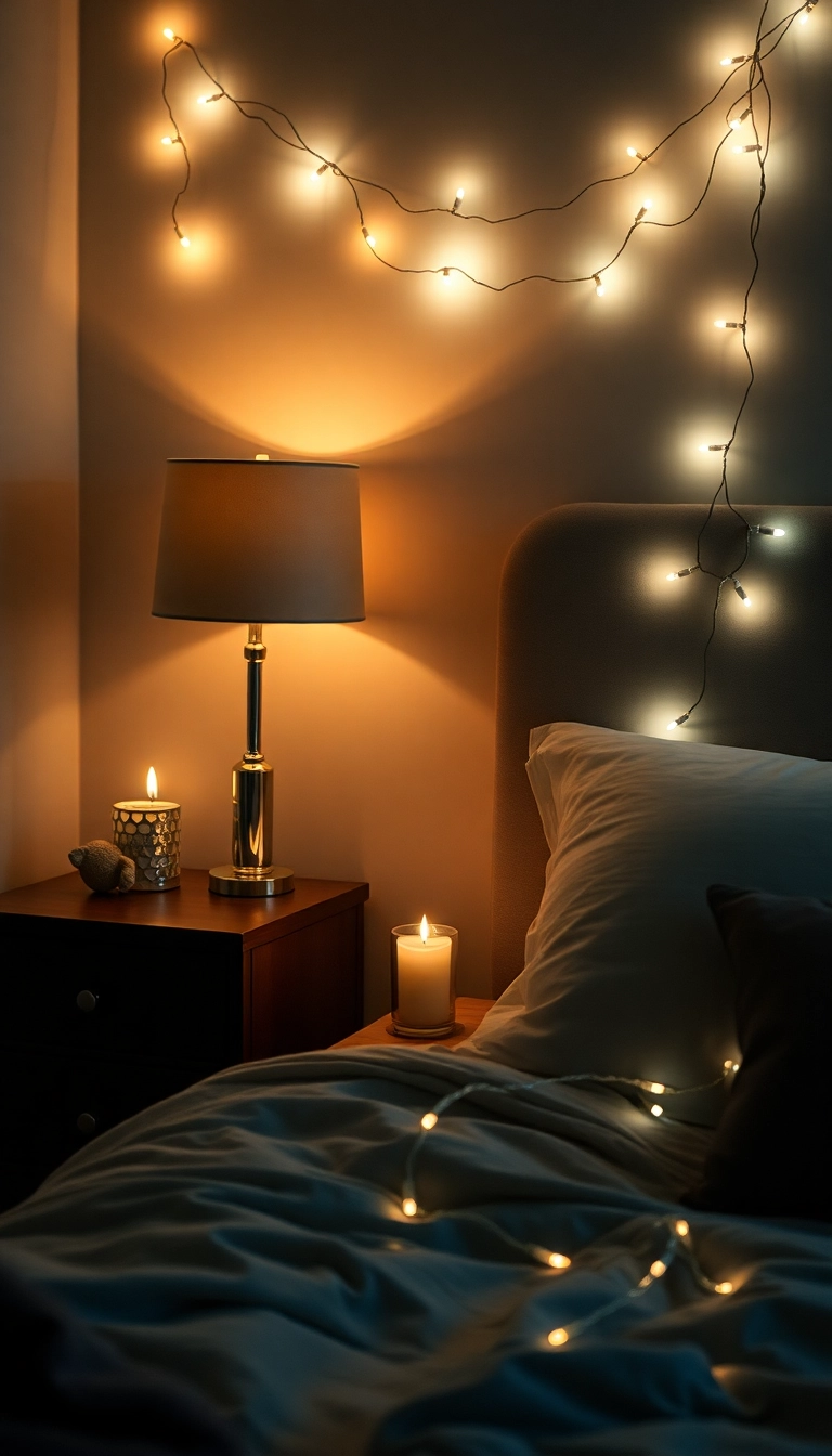 28 Holiday Bedroom Decor Ideas That'll Make You Want to Snuggle In! - 15. Layered Lighting