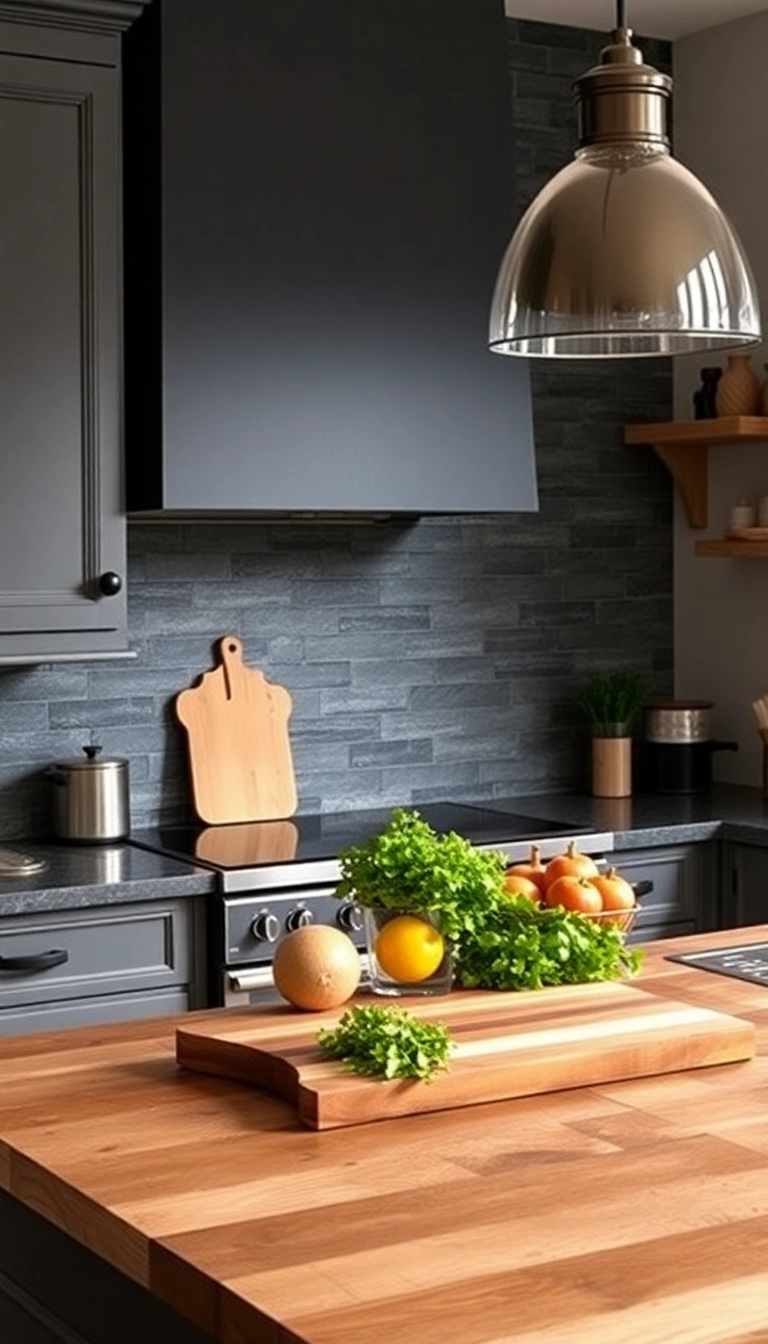 22 Stunning Backsplash Ideas to Pair with Butcher Block Countertops (You'll Love #15!) - 10. Natural Slate