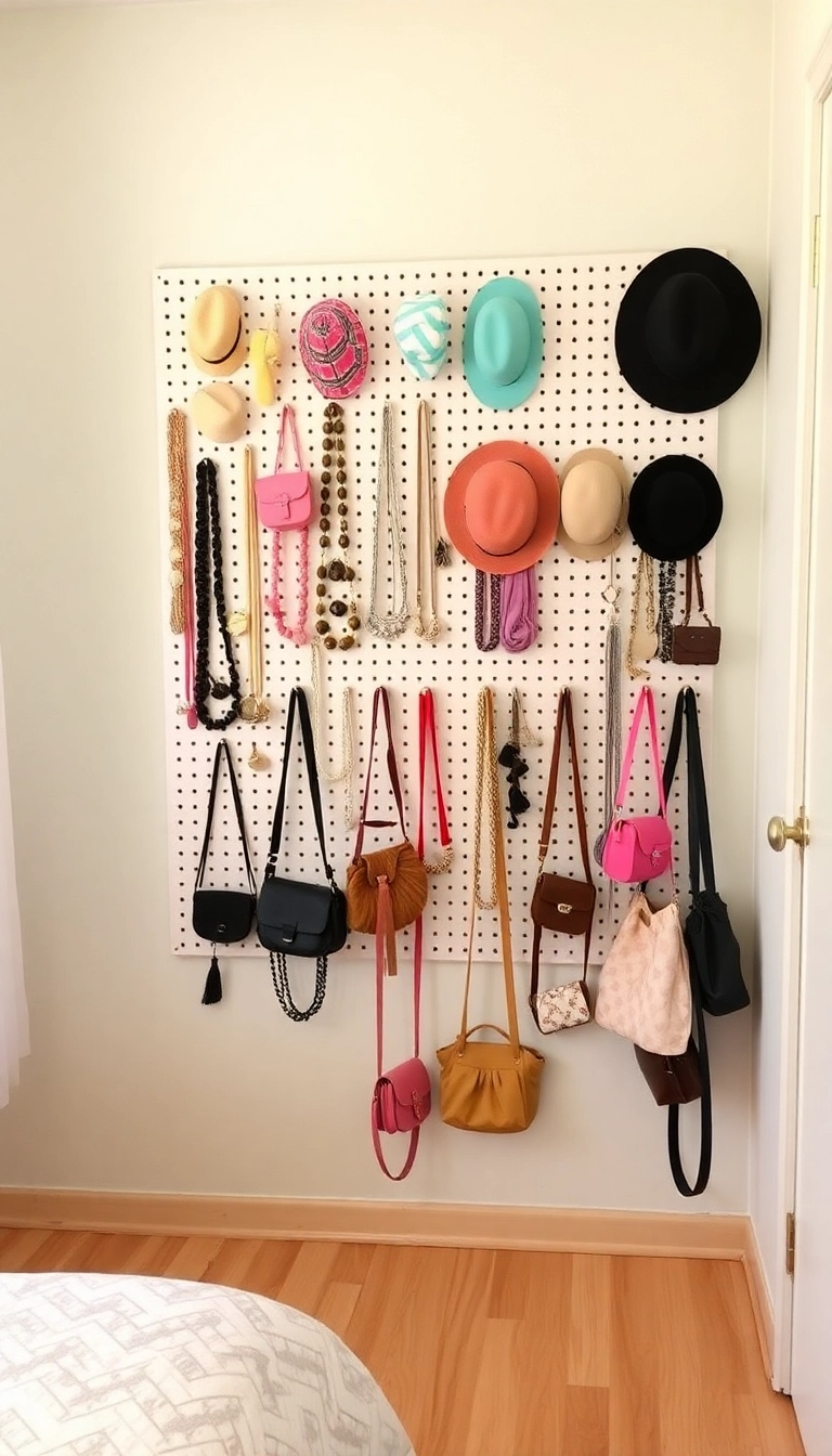 27 Bedroom Organization Ideas That'll Transform Your Space (You Won't Believe #15!) - 5. Pegboard Wall for Accessories