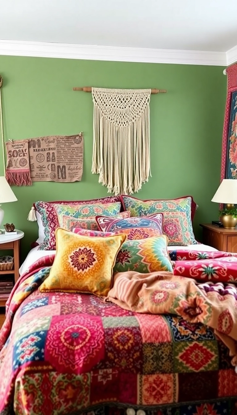 20 Sage Green Bedroom Ideas That'll Transform Your Space into a Serene Retreat! - 7. Bohemian Vibes