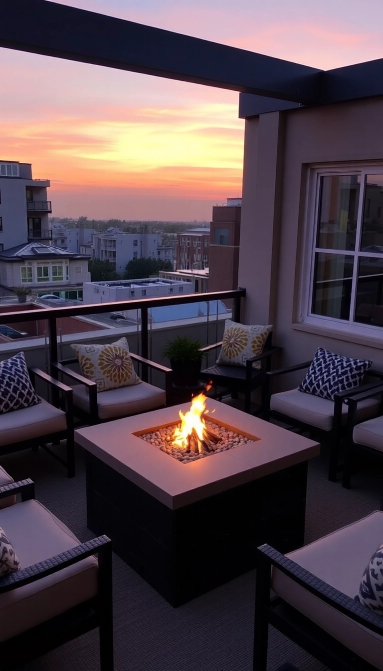 27 Jaw-Dropping Balcony Decor Ideas That'll Transform Your Outdoor Space! - 10. Fire Pit Gathering Spot