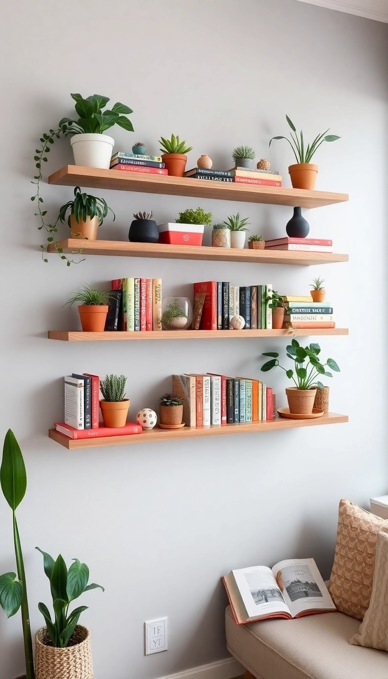 28 Stunning Wall Decor Ideas That'll Transform Your Home Instantly! - 3. Floating Shelves with Style