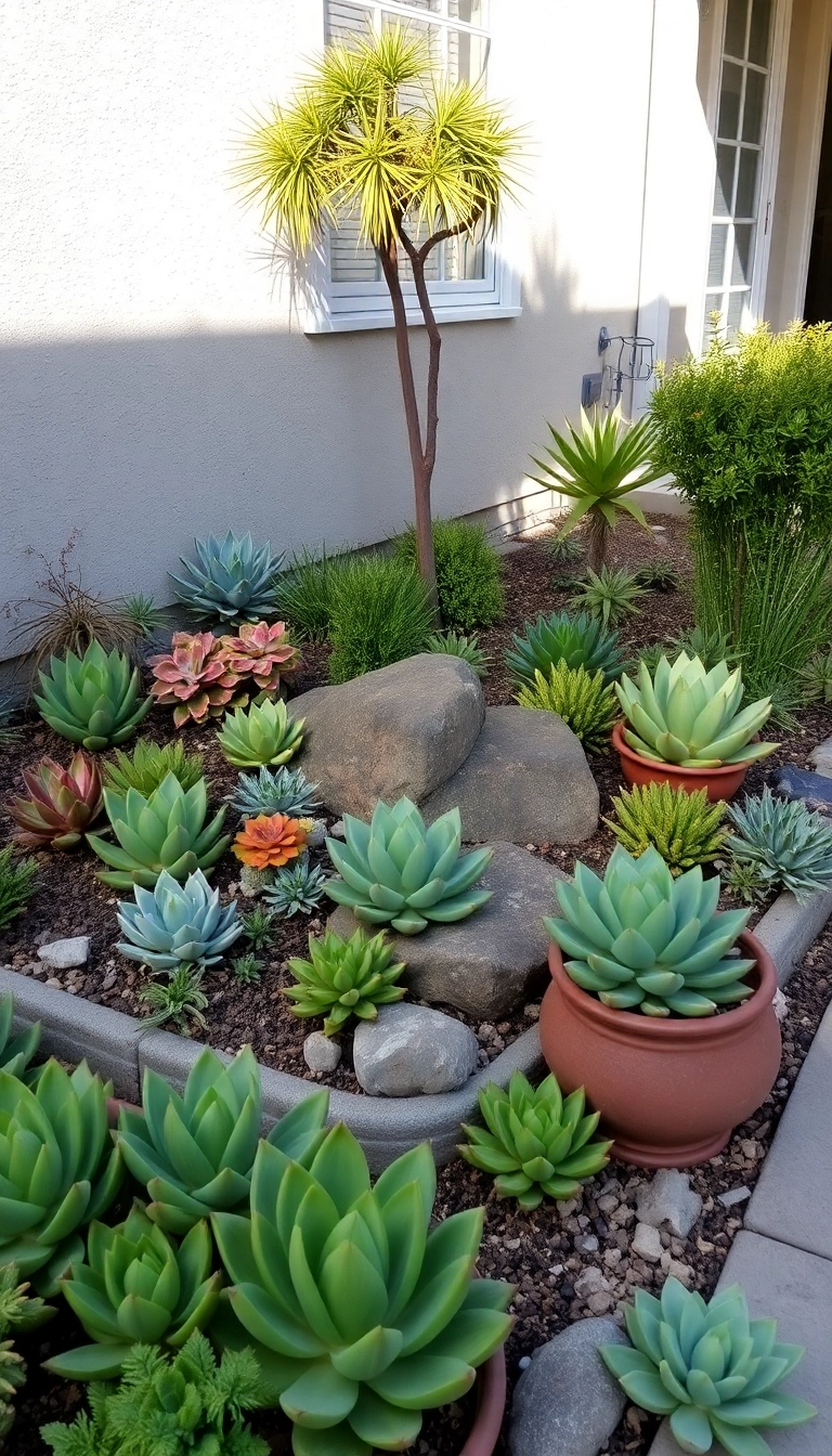 27 Small Front Yard Landscaping Ideas That'll Make Your Neighbors Green with Envy! - 7. Low-Maintenance Succulents