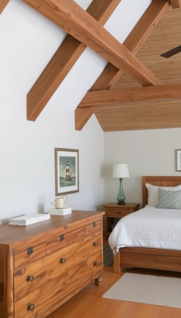 24 Coastal Bedroom Ideas That'll Make You Feel Like You're on Permanent Vacation! - 12. Natural Wood Accents