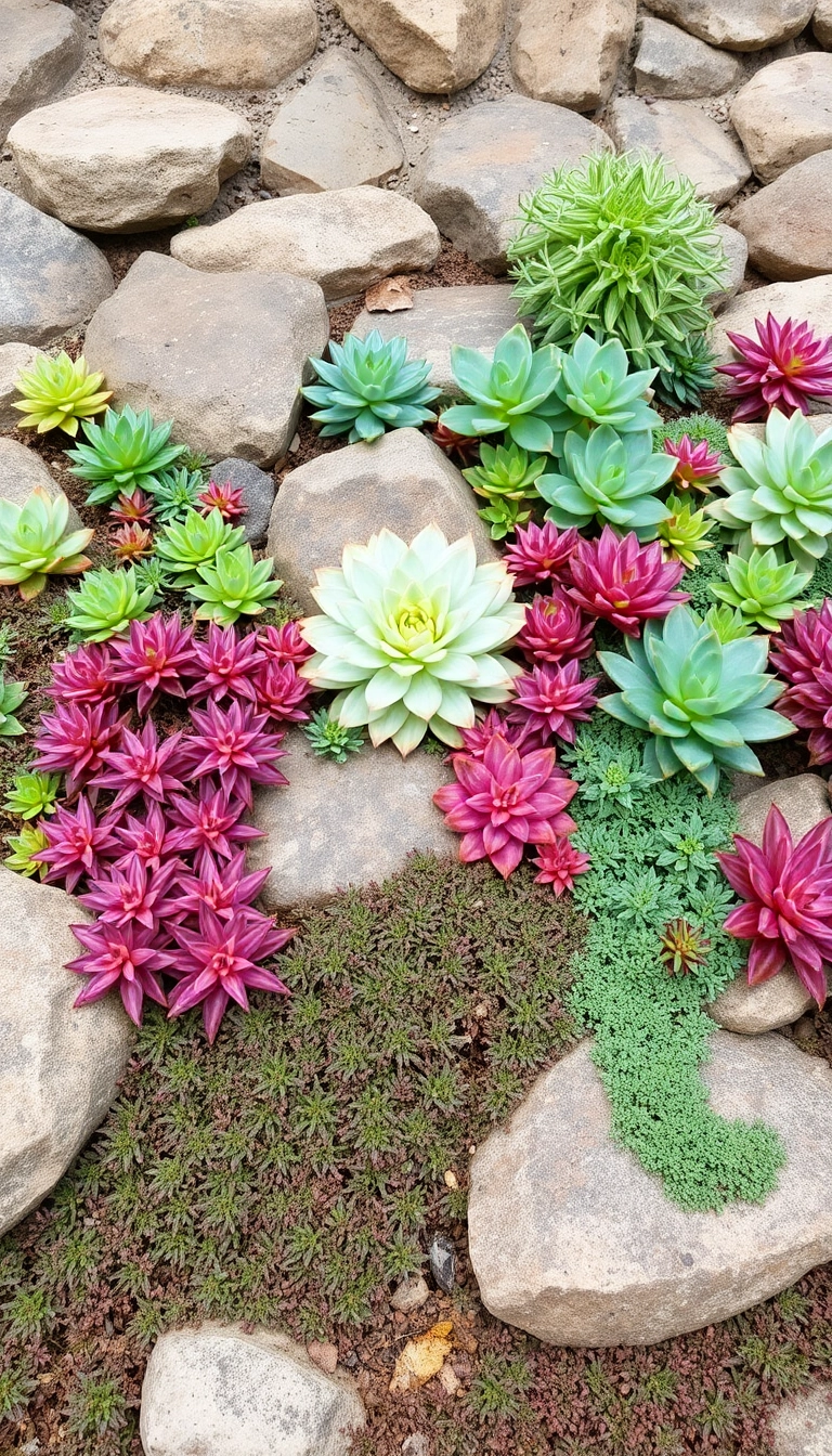 26 Stunning Plant Combinations to Transform Your Sunny Front Yard! - 11. Textured Trio: Sedums, Stonecrop, and Thyme