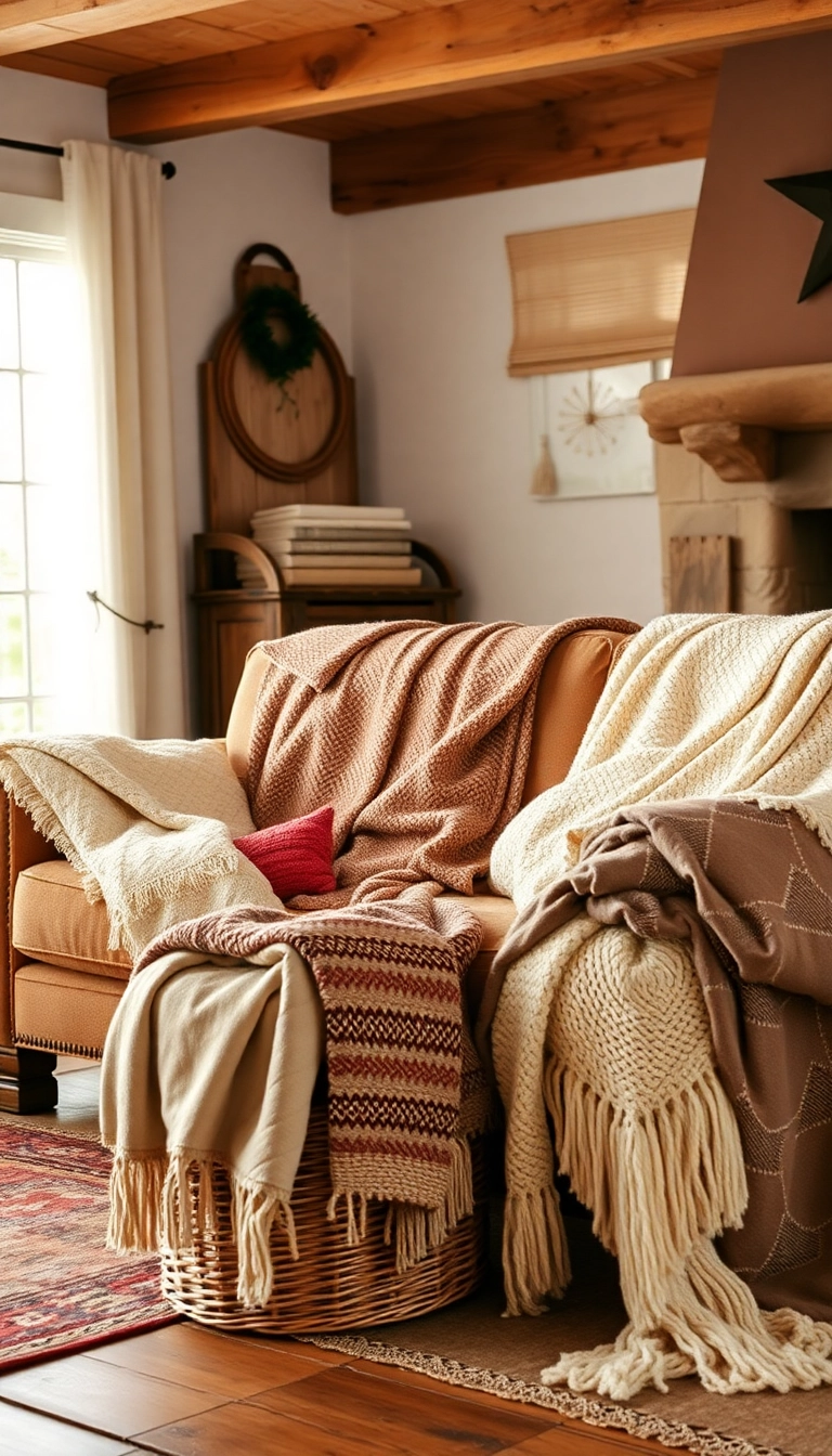 23 Boho Living Room Ideas to Transform Your Space into a Cozy Oasis (You Won't Believe #6!) - 19. Soft, Cozy Blankets