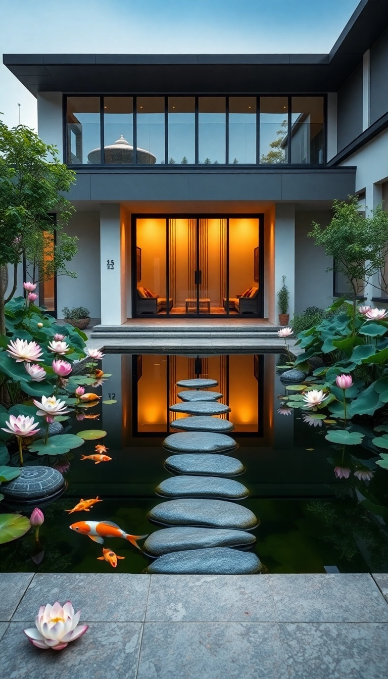 28 Modern Japanese Homes With Courtyard Gardens That Redefine Serenity! - 7. Serene Water Gardens