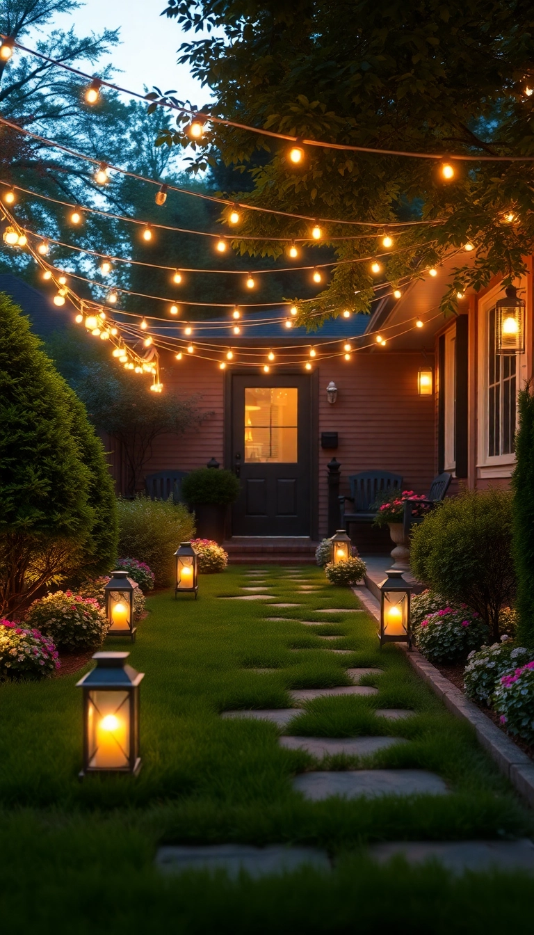 27 Small Front Yard Landscaping Ideas That'll Make Your Neighbors Green with Envy! - 12. Mood Lighting