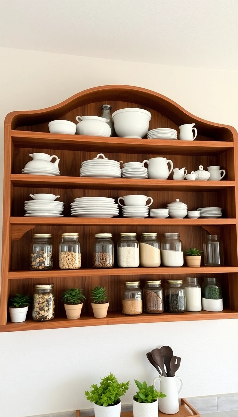 26 Rustic Farmhouse Kitchen Ideas That Will Transform Your Cooking Space! - 3. Open Shelving for Display