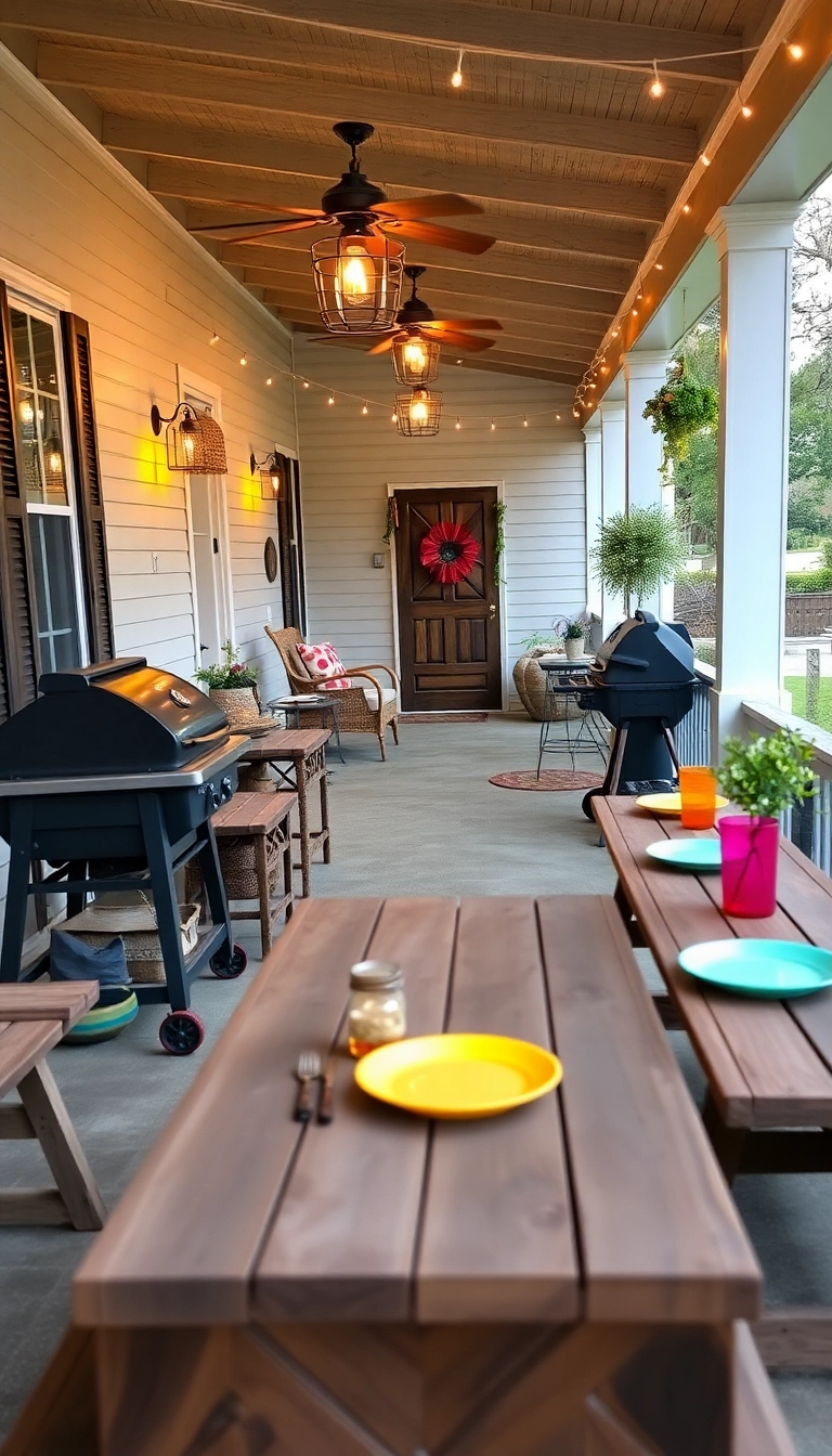 23 Southern Front Porch Ideas for Every Season (Don't Miss #5!) - 20. Rustic BBQ Area