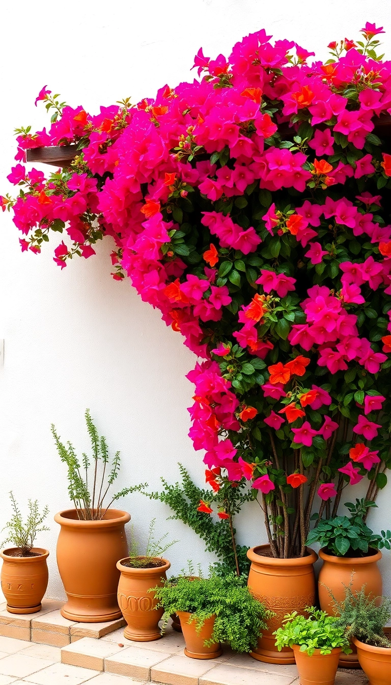 22 Mediterranean Front Yard Landscaping Ideas That Will Make Your Neighbors Envious! - 2. Vibrant Bougainvillea