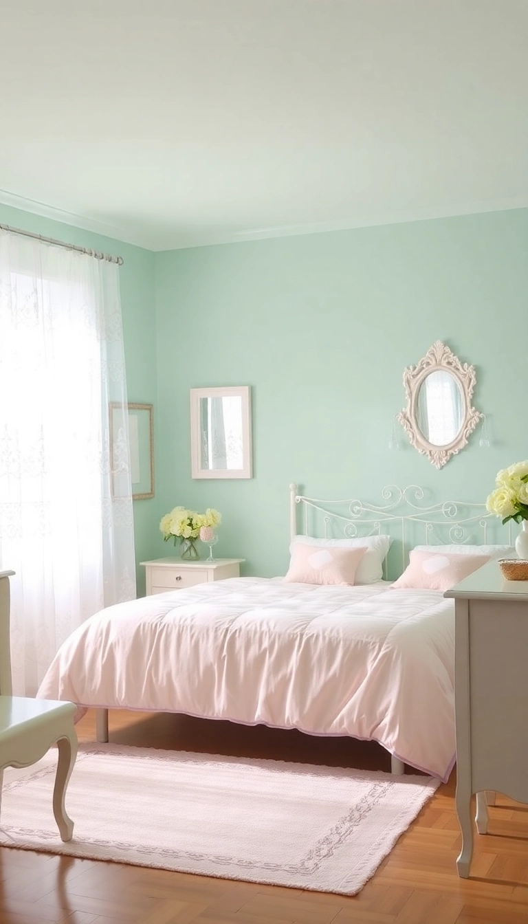 28 Cozy Vintage Bedroom Ideas That Feel Like Home Sweet Home! - 8. Soft Pastel Palettes