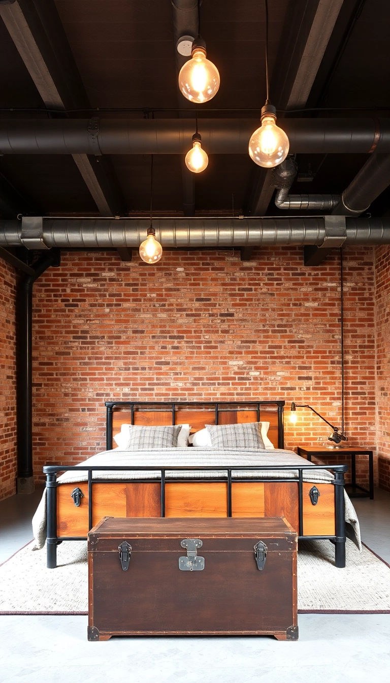 29 Loft Style Bedroom Ideas That'll Make You Want to Move In Immediately! - 2. Industrial Warmth