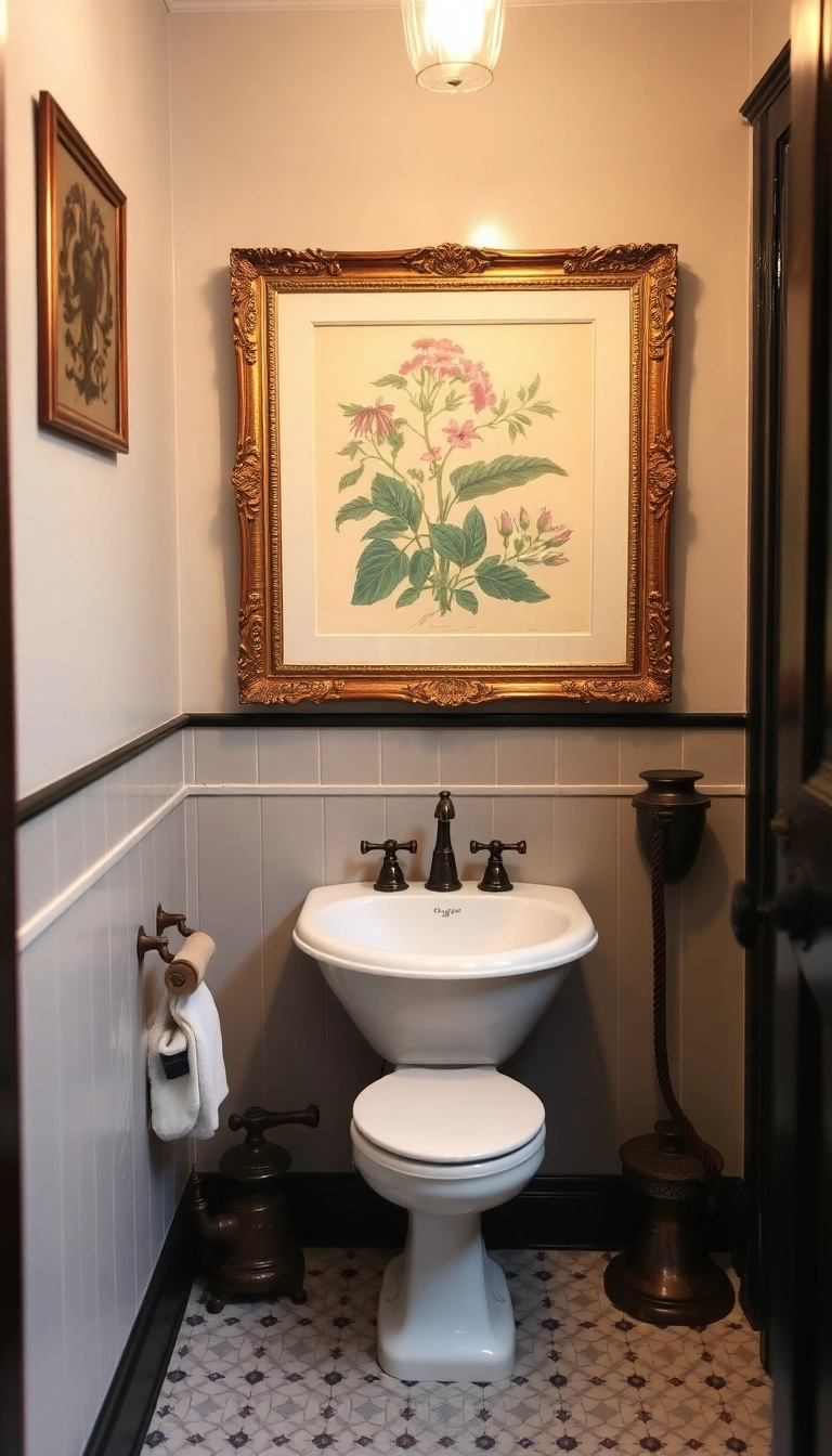 21 Moody Vintage Bathroom Decor Ideas You Can't Miss (Especially #12!) - 10. Vintage Artwork