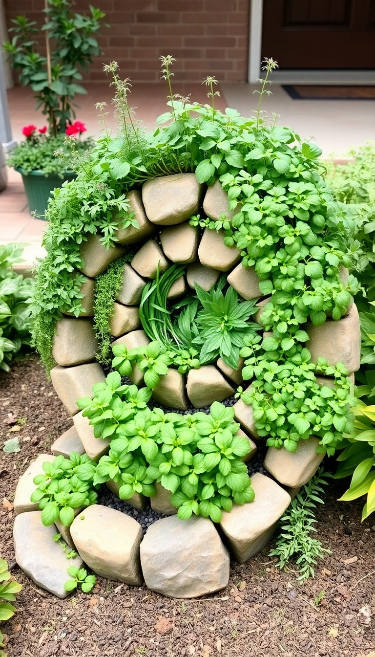 27 Small Front Yard Landscaping Ideas That'll Make Your Neighbors Green with Envy! - 18. Herb Spiral Gardens