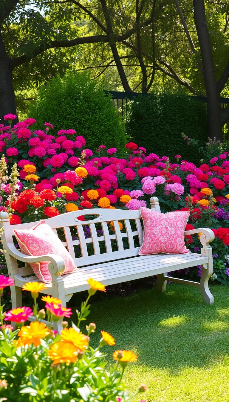 26 Tiny Front Garden Ideas That'll Make Your Neighbors Envious! - 17. Garden Bench with Pillows