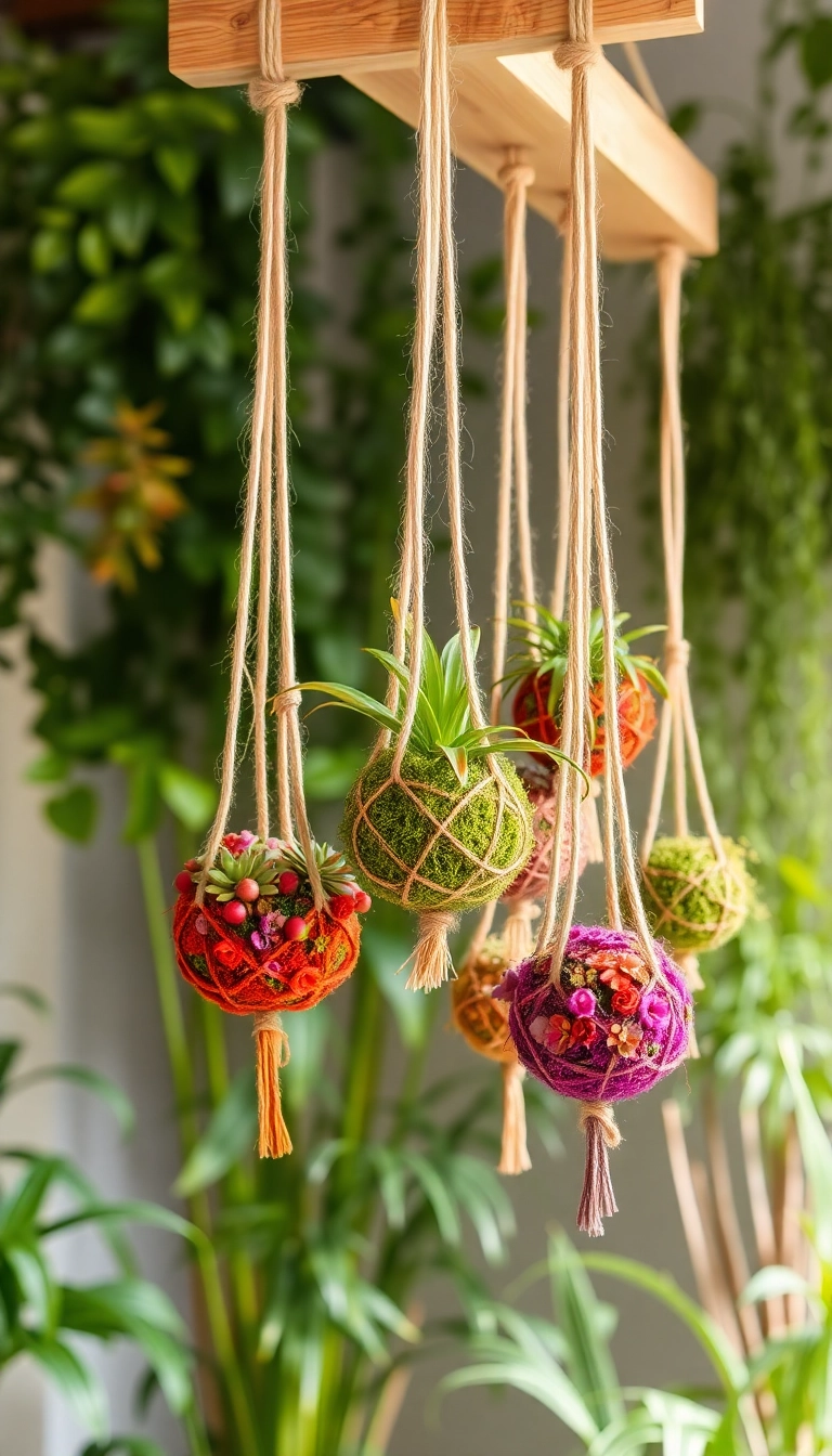 22 Japanese Style Indoor Gardens That Will Bring Zen to Your Home! - 3. Kokedama Hanging Gardens