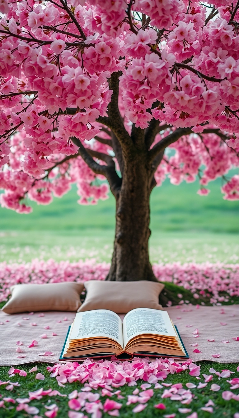 23 Japanese Style Garden Reading Nooks That Will Make You Want to Escape & Read Forever! - 5. Under the Cherry Blossom