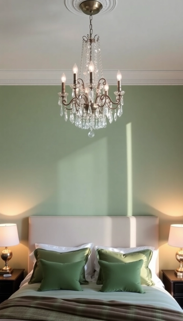 20 Sage Green Bedroom Ideas That'll Transform Your Space into a Serene Retreat! - 8. Elegant Lighting