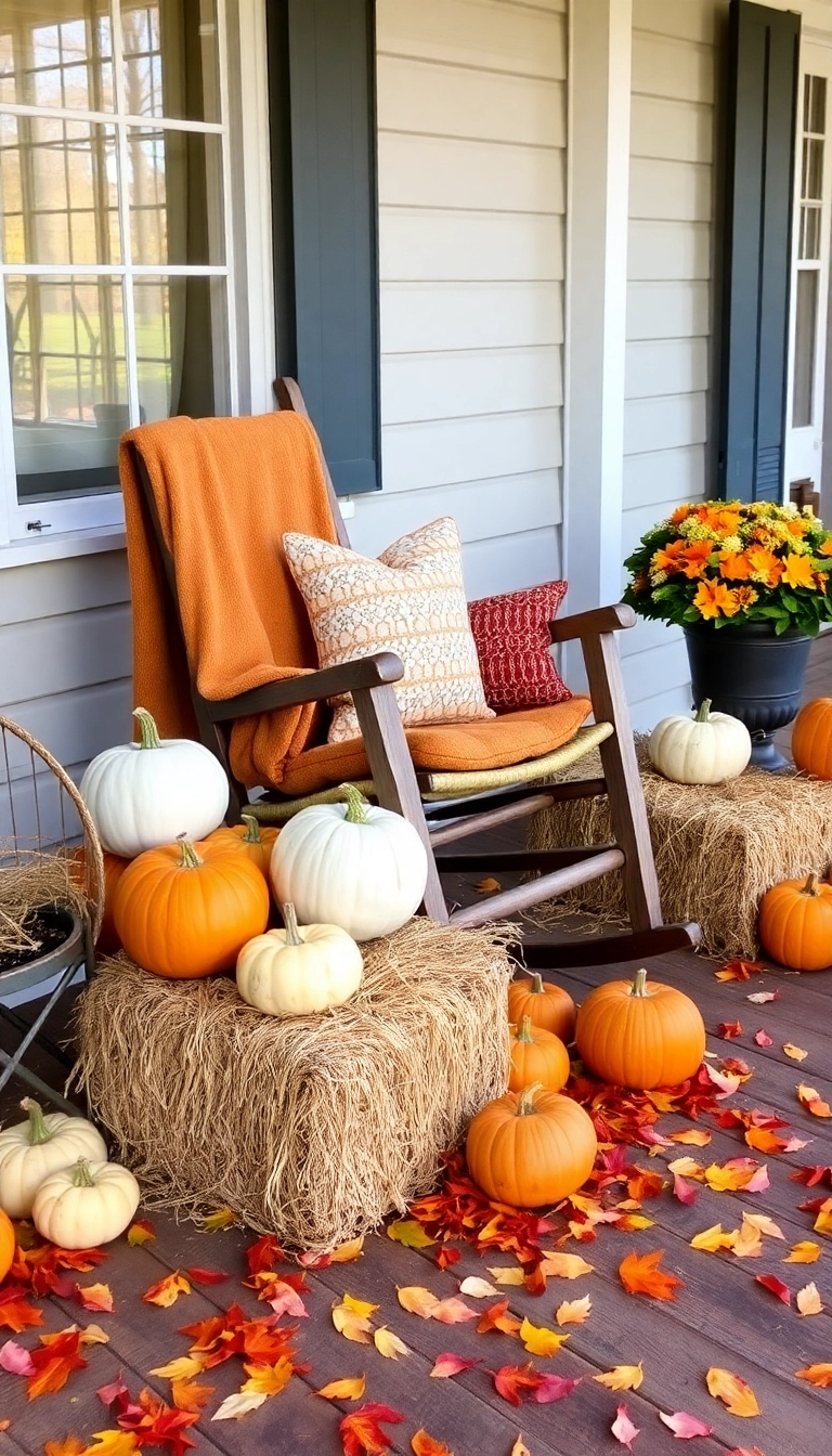 23 Southern Front Porch Ideas for Every Season (Don't Miss #5!) - 3. Fall Harvest Elegance