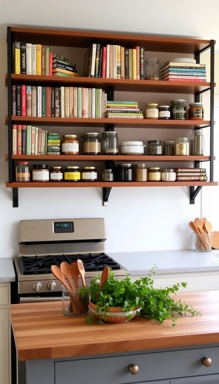 25 Butcher Block Island Ideas That Will Transform Your Kitchen into a Chef's Paradise! - 9. Open Shelving Integration