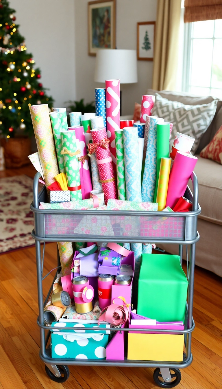 21 Dollar Store Organizing Ideas to Transform Your Home - 10. Customized Gift Wrap Station