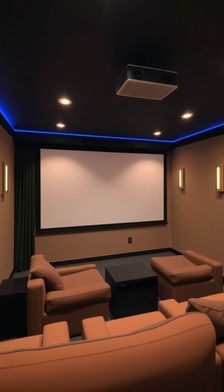 28 Cozy Small Theatre Room Ideas Your Friends Will Envy (Don't Miss #17!) - 18. Movie Projector Setup