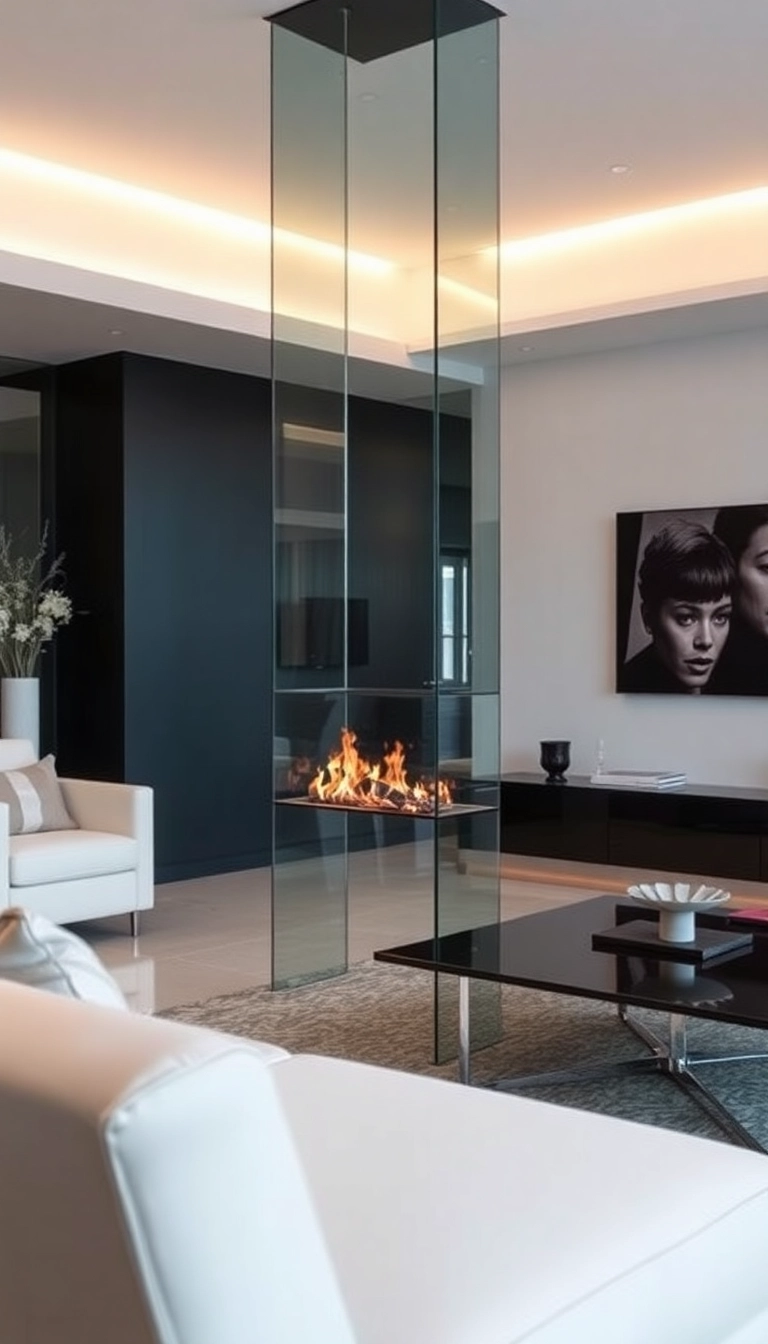 27 Fireplace Ideas for Your Living Room That Will Make You Fall in Love Again! - 19. Glass Fireplaces