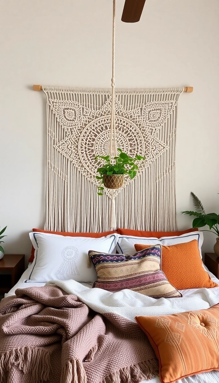 25 Boho Bedroom Inspirations for a Cozy Retreat (Wait Until You See #12!) - 3. Macrame Magic